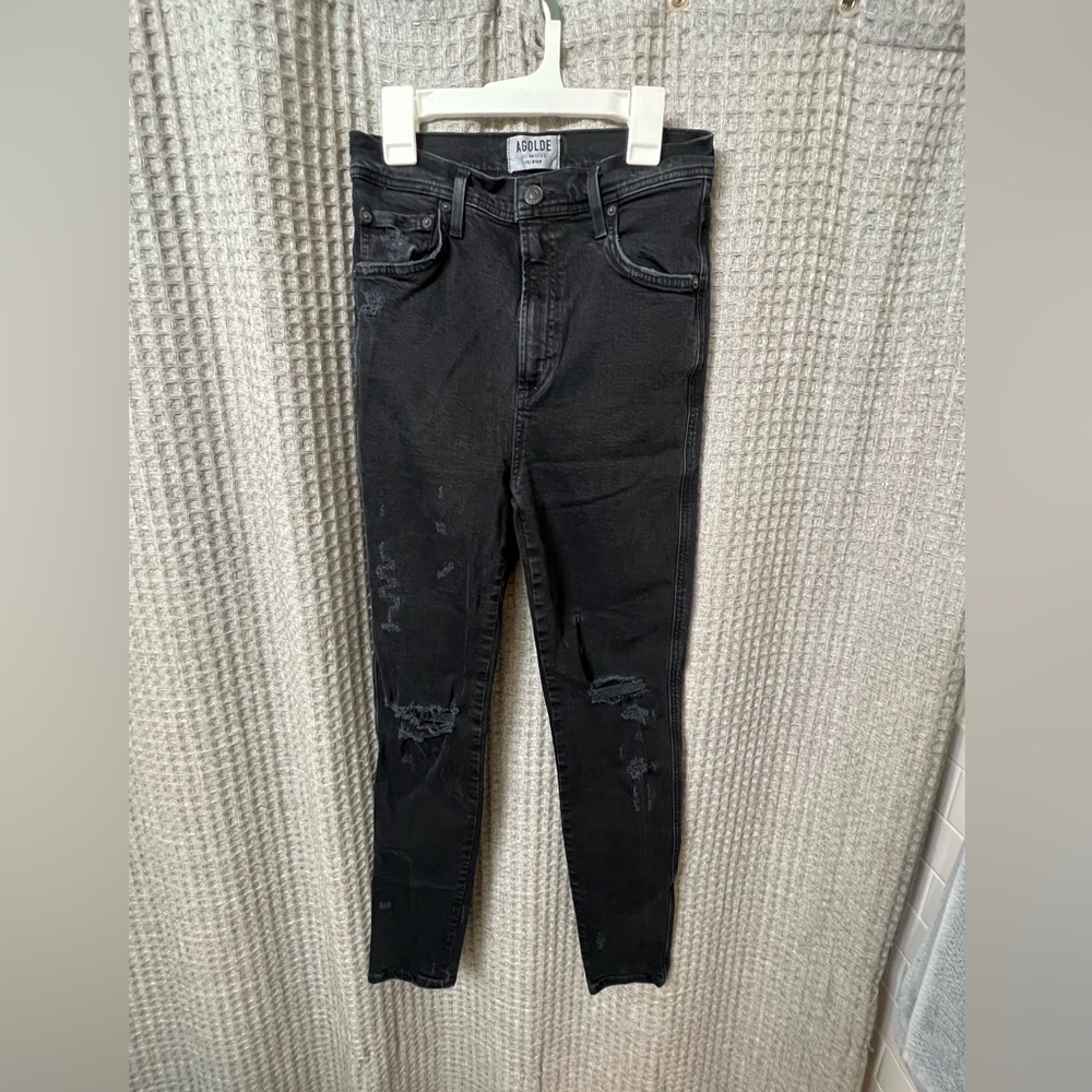 AGOLDE black high rise skinny jeans